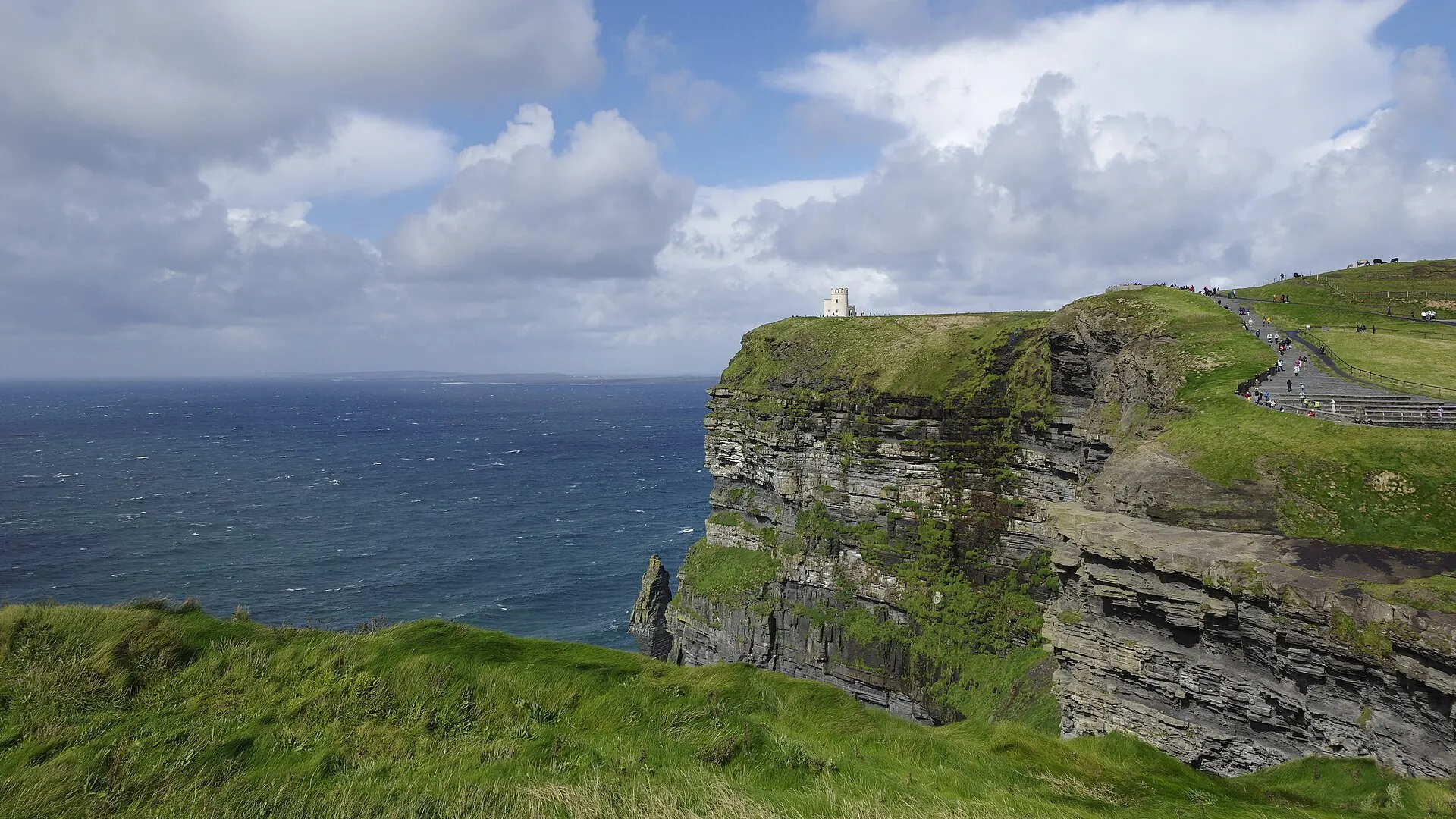 Real photo: The Cliffs of Moher above the Atlantic.