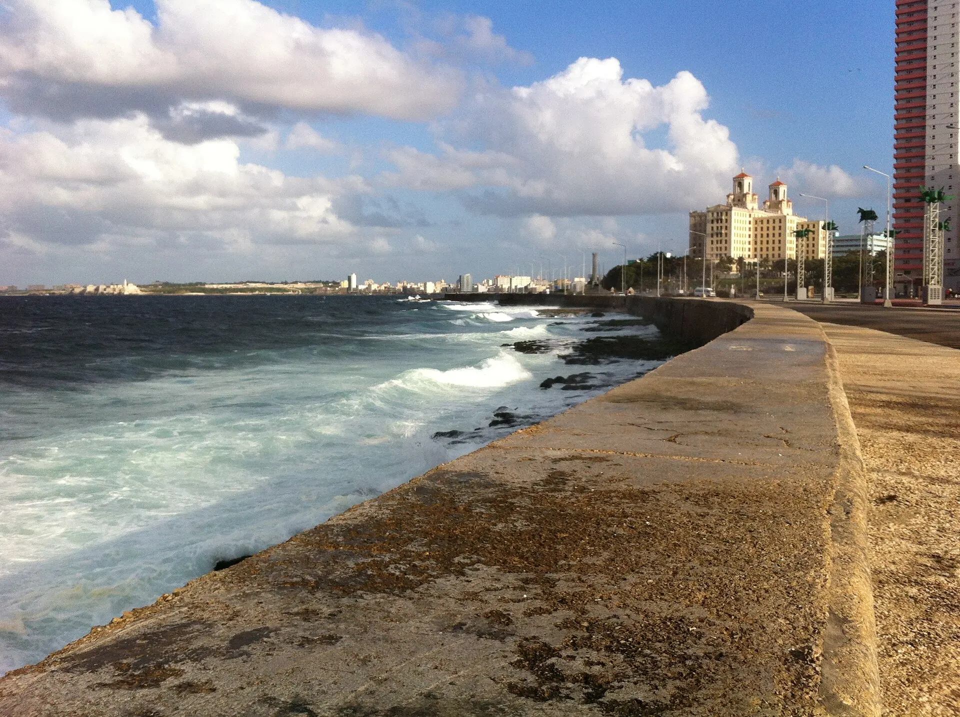 Real photo: The Malecón seawall along Havana's coast.