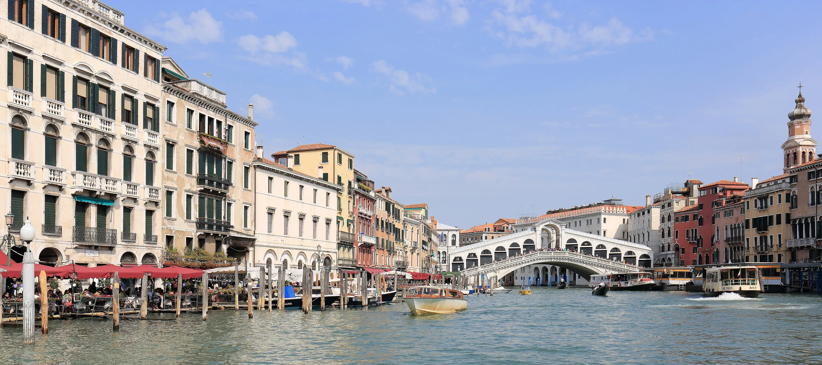 Real photo: The Grand Canal and the Rialto Bridge.