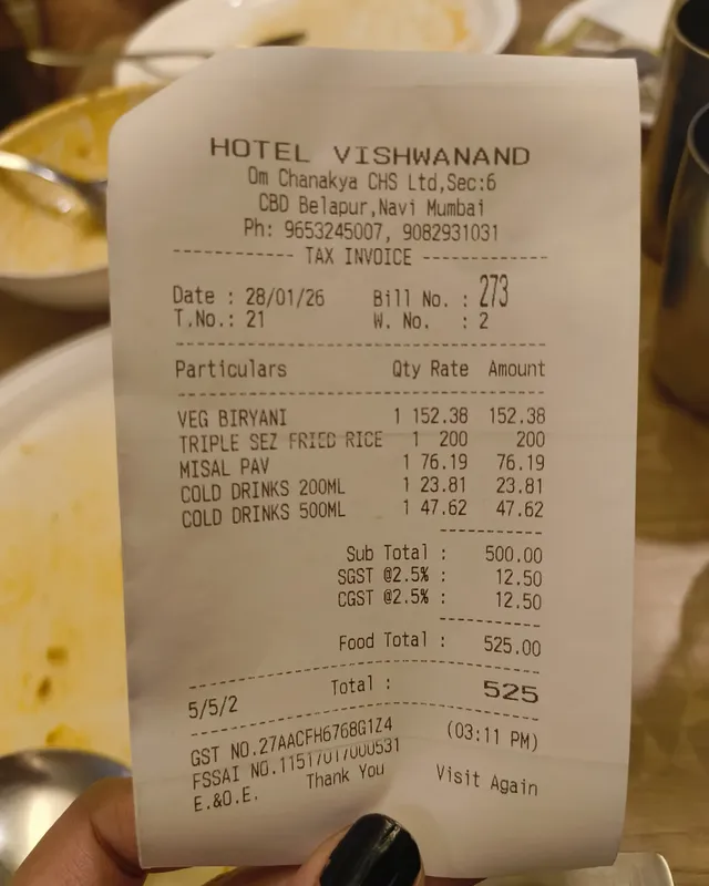 Real photo for Inside a Restaurant Bill